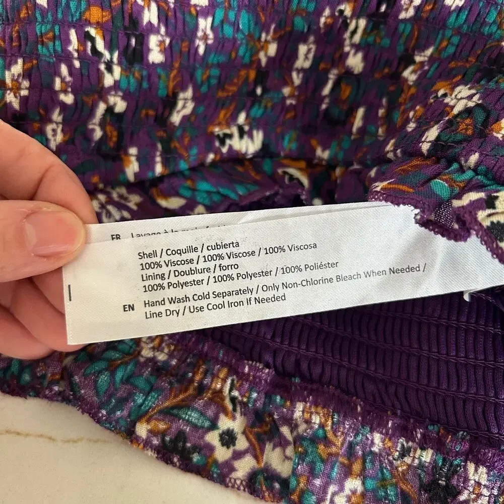 Band of the Free Smocked Floral Crop Top Purple Boho Prairie Festival NWT M